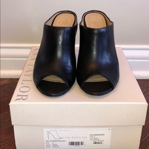 Ann Taylor Maya Leather Peeptoe Mule